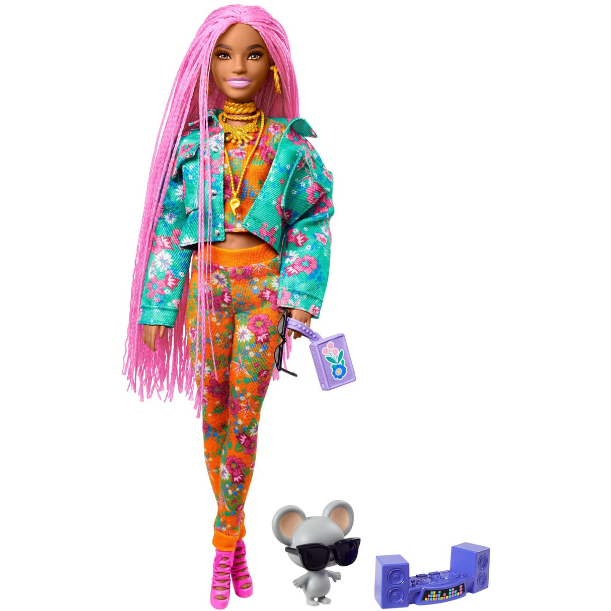Mattel Extra Doll 10 Floral-Print Jacket with DJ Mouse