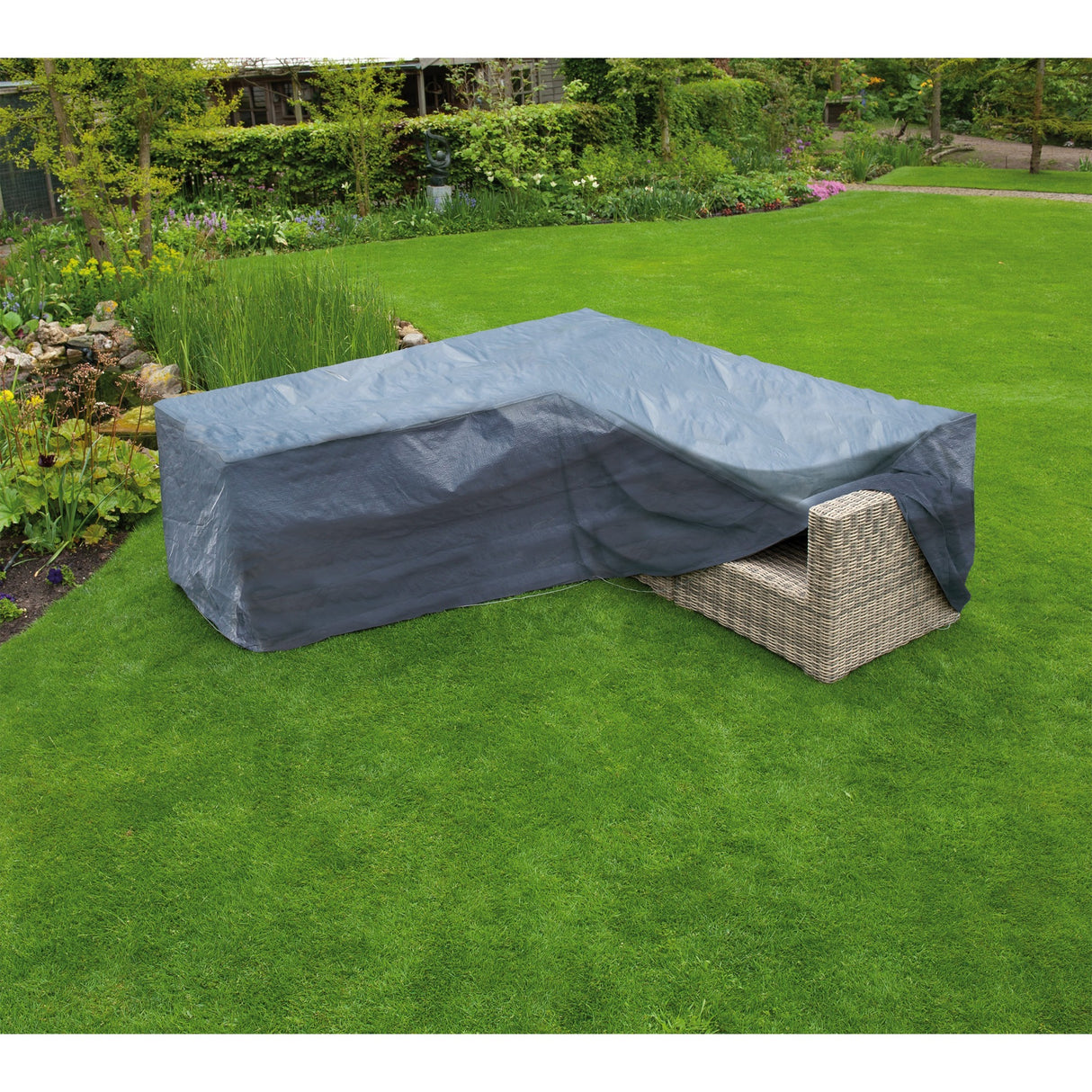 Couverture de meubles de jardin nature pour le salon en forme de L