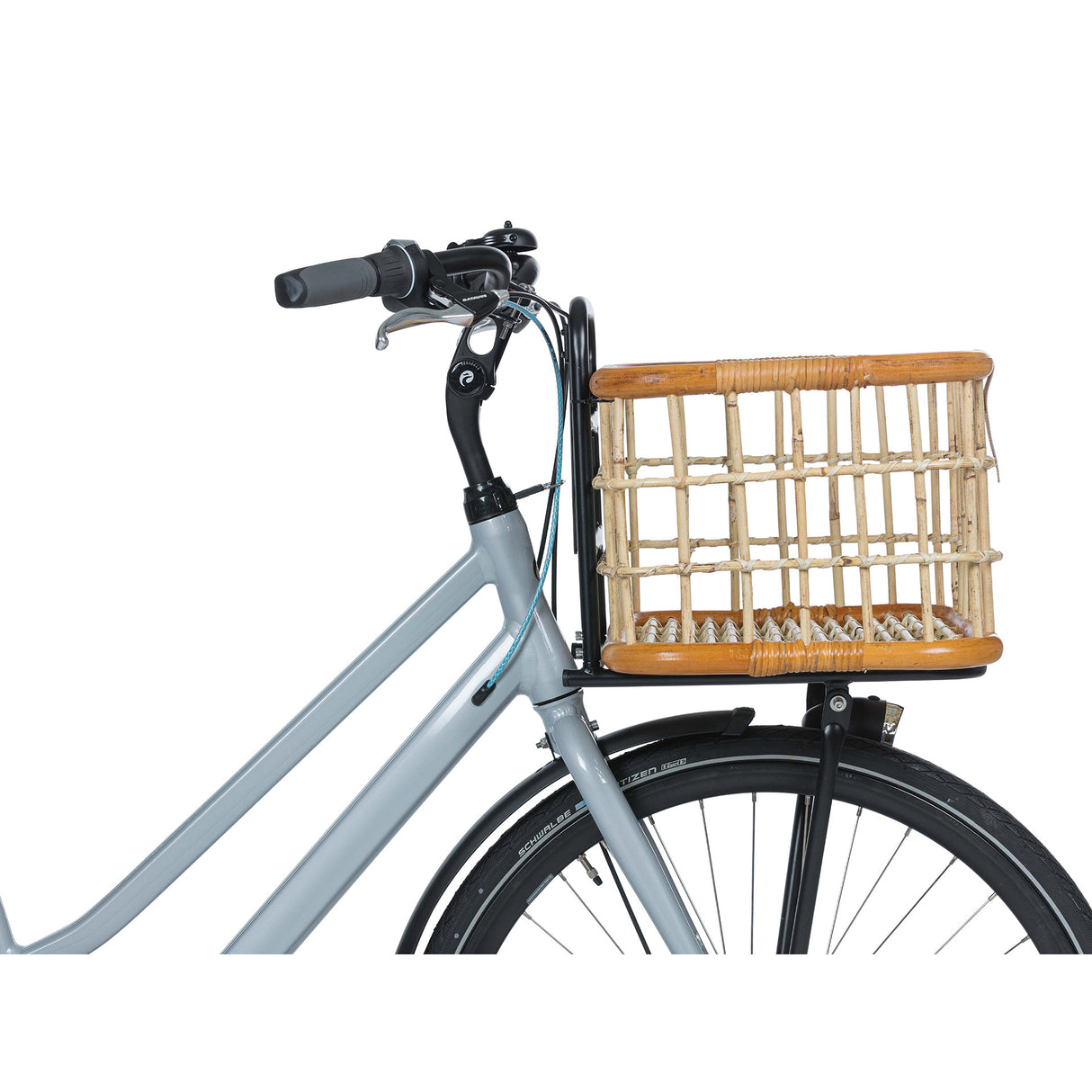 Basil Green Life - Rattan Bicycle Basket - Large - First - Natural Brown