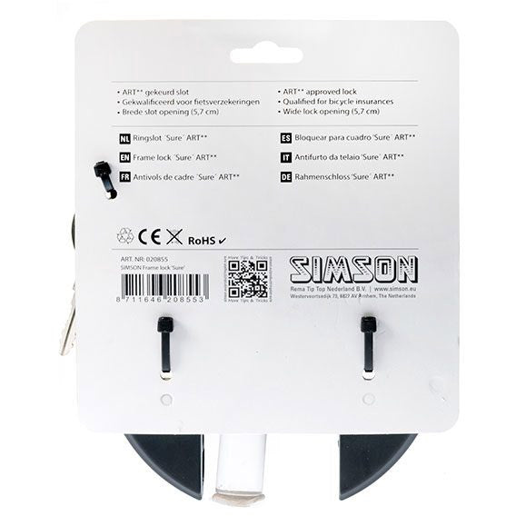Simson RingSlot Sure Art2 - Sort, 6,5 cm - cykel