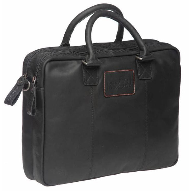 Sac d'ordinateur portable en cuir Santos - luxe, cuir robuste - adapté aux déplacements - noir, cognac - r k variohaken - unisexe