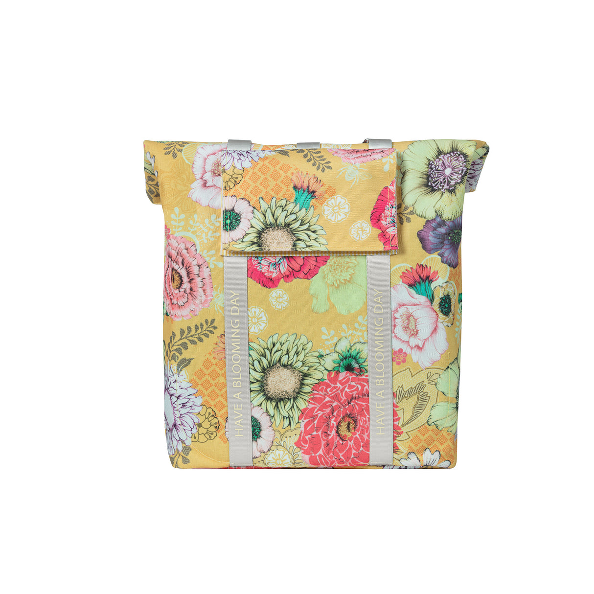 Basil Bloom Field Bicycle Shopper, jaune, capuchon recyclé, étanche et bandoulière réglable