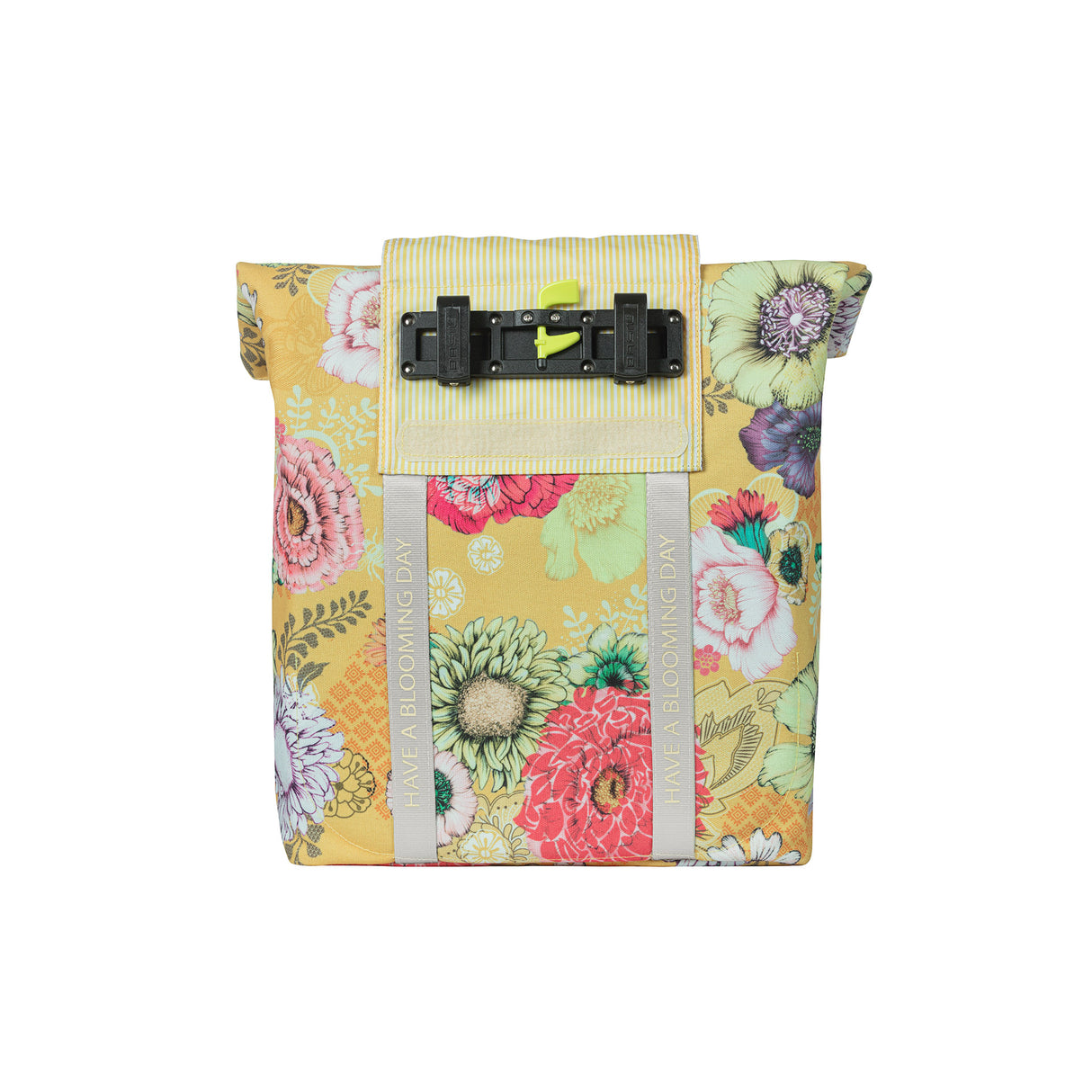 Basil Bloom Field Bicycle Shopper, jaune, capuchon recyclé, étanche et bandoulière réglable