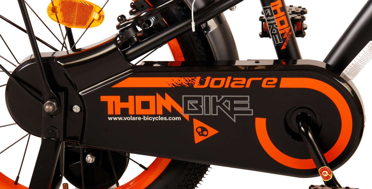 Volare Thombike Dziecięcy chłopcy 16 cali Czarne pomarańczowe dwa hamulce ręczne