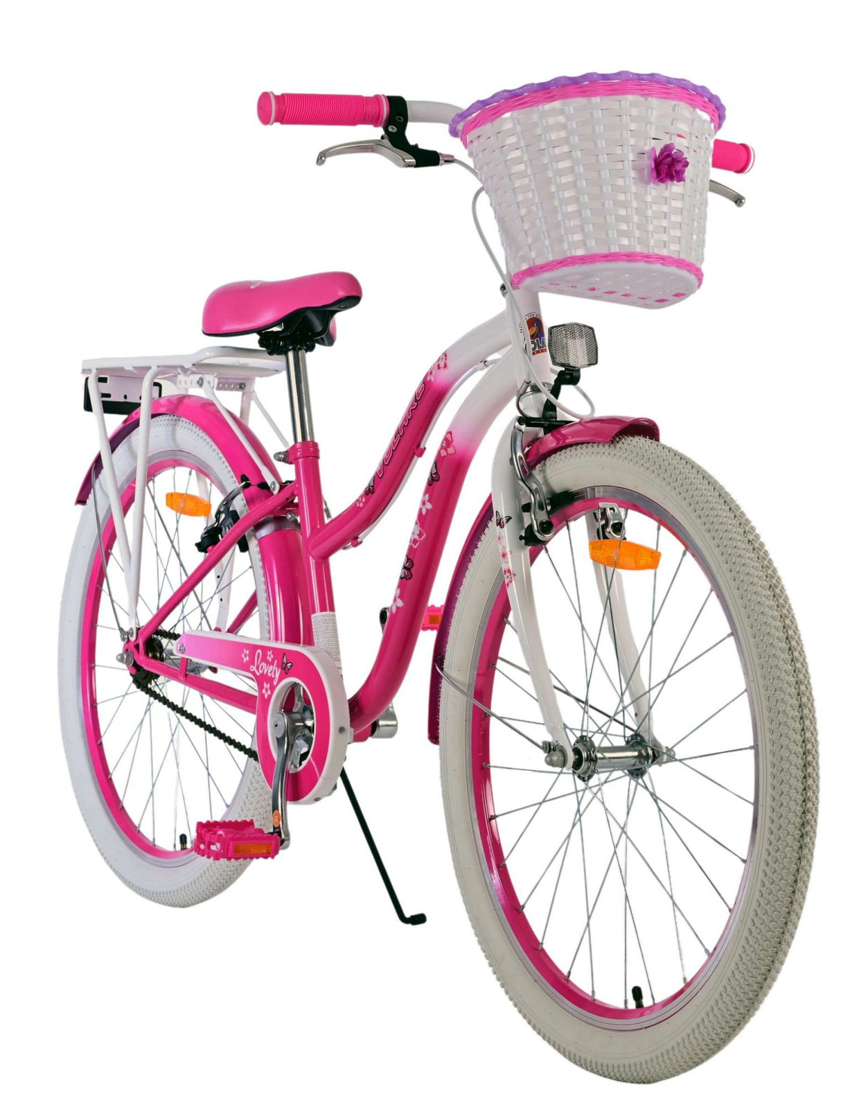 Volare Lovely Children's Bicycle - Girls - 24 Inch - Pink - Tvåhandbromsar