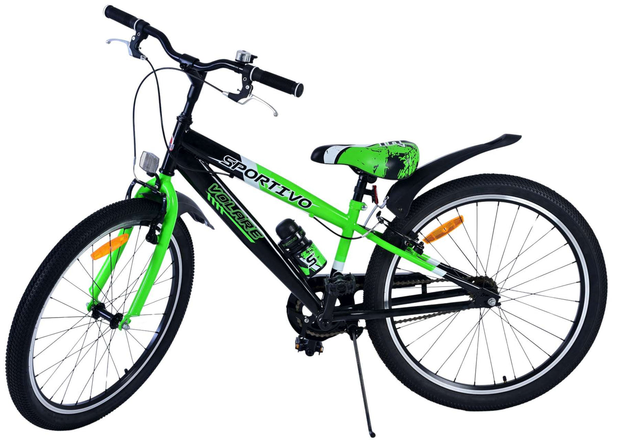 Volare Sportivo Children's Bicycle - Boys - 24 Inch - Black Green - Two Hand brakes