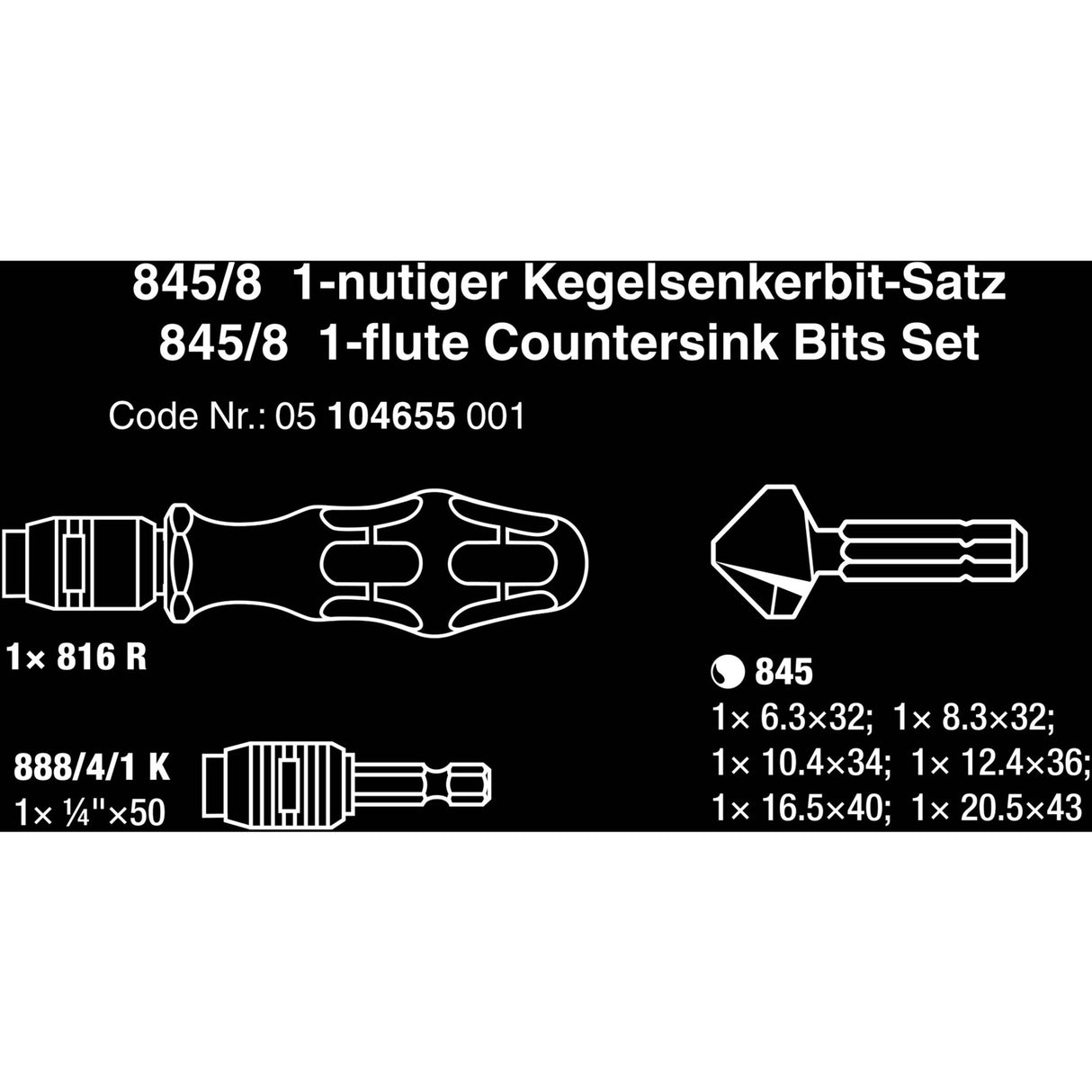 Wera 845 8 Galvanning Bit-set, 8-delt