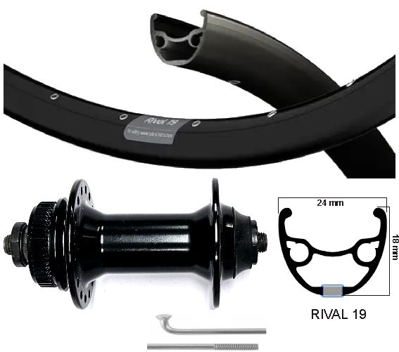 KGS forhjul 28 tommer (622) Rival 19 Spaken rustfrit stål centerlock