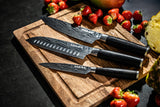Arbaer Knife Set 3 pièces japonaises Damas Print Packa Pandée en bois