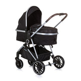 Chipolino aura zložljivo 3-in-1 voziček z plenično vrečko Obsidian Black Silver