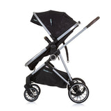 Chipolino aura zložljivo 3-in-1 voziček z plenično vrečko Obsidian Black Silver