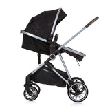 Chipolino aura zložljivo 3-in-1 voziček z plenično vrečko Obsidian Black Silver