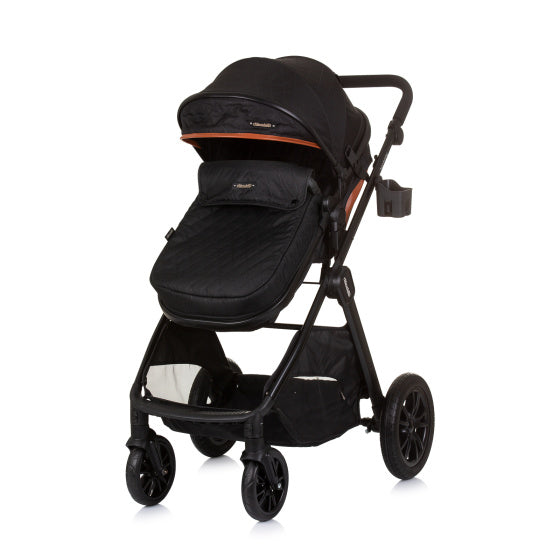 Chipolino Harmony Foldable 3-in-1 pram with diaper bag Obsidian Black