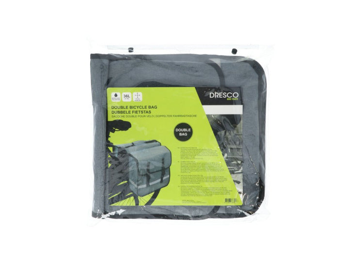 Bolsa de bicicleta doble Dresco 36 litros de gris a prueba de chapotillas
