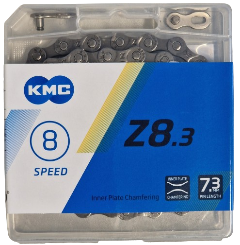 KM C Z8.3 Řetězec jízdních kol 8 Speed ​​1 2x3 32 114 Schakels šedá hnědá v krabici
