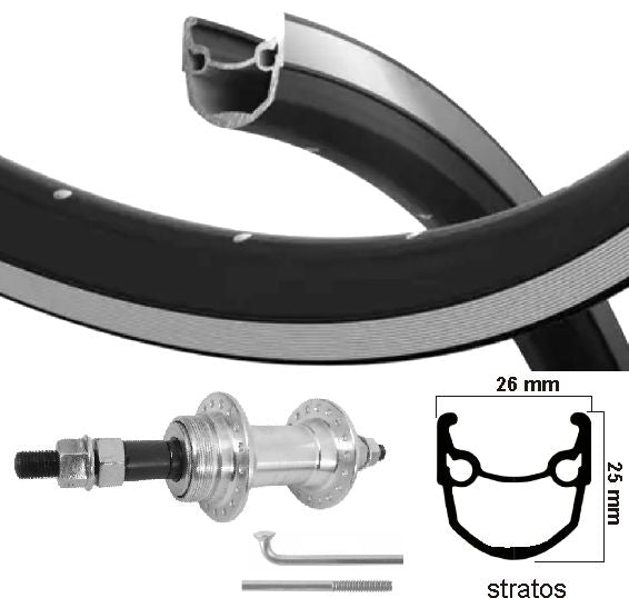 KGS Roue arrière 28 pouces (622) Stratos Black Silver Freewheel Fixed