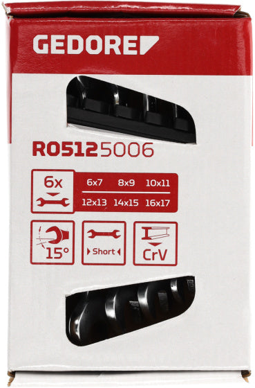 Gedore Red Double Sight Sash Sæt 6-delt 6-17 mm kort sort
