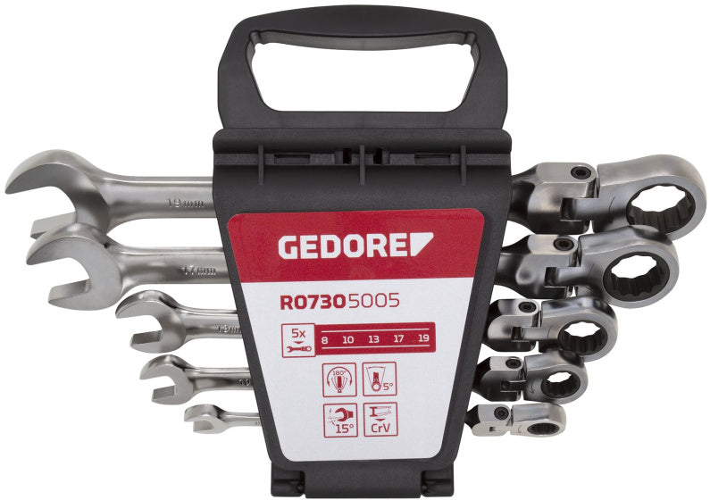 Gedore Red Ringratel-Steek Keys z stawem kolanowym SW 8-19 mm 5-częściowy