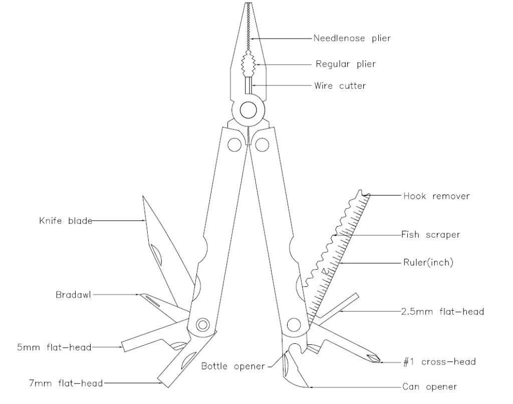 Icetoolz Multitool Lifeguard 15 functions, stainless steel