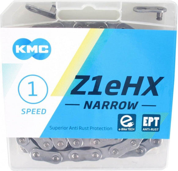 KMC Z1EHX Úzká Ept Extra Long 128 Schakels E -bike Lock - 7,8 mm pin - tmavý stříbro