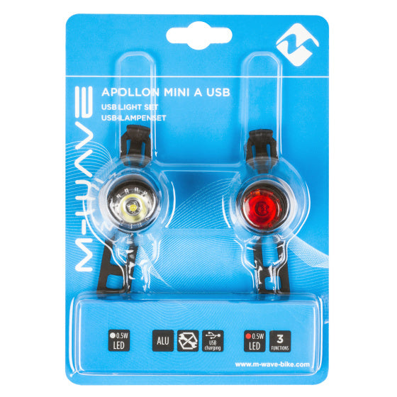 M-wave apollon mini osvětlení sada LED 360 ° viditelnost černá