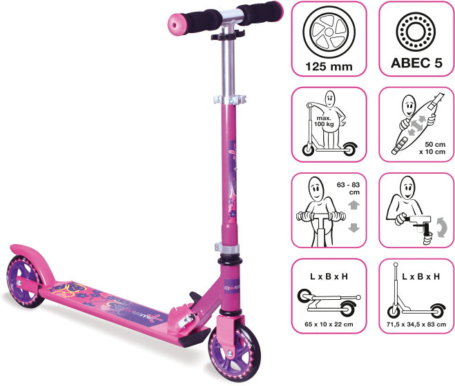 Muuwmi 2-Rad Kinderestp flappbare Foussbrems rosa Purple