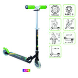 Muuwmi Neon 2-kolesni Kinderstep LED zložljiva nožna zavora črno zelena