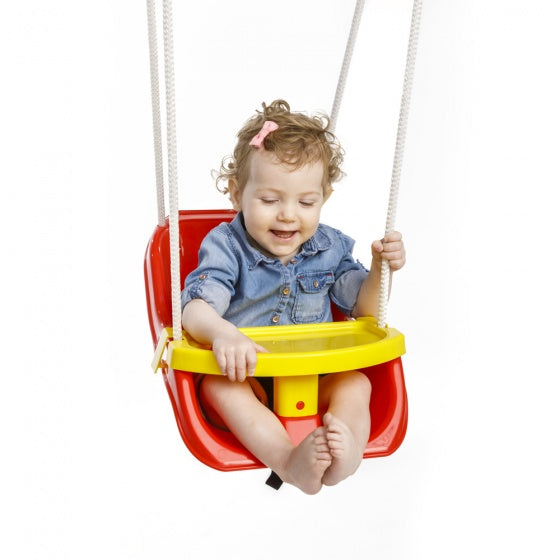Paradiso Toys Baby Swing z listom 2-in-1 rdeče