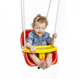 Paradiso Toys Baby Swing z listom 2-in-1 rdeče