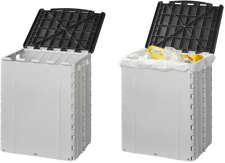 Proplus waste bin foldable 35 liters 25 x 31 x 38 cm gray black