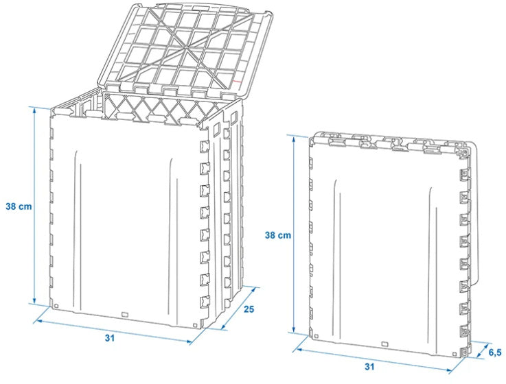 Proplus waste bin foldable 35 liters 25 x 31 x 38 cm gray black