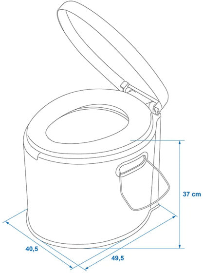 Proplus Draagbaar toilet 7 liter zithoogte 37 cm grijs