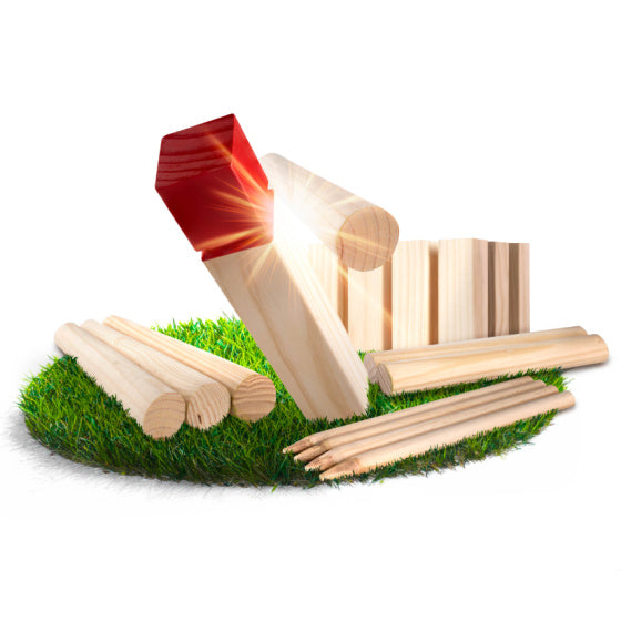 Grasshopper 4-in-1 lesene vrtne igre Kubb Domino Jenga