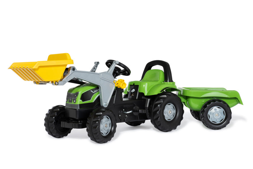 Rolly Spillsaachen Staper Traktor mam Trailer Rolykid Deutz-Fahr 5115 g tb