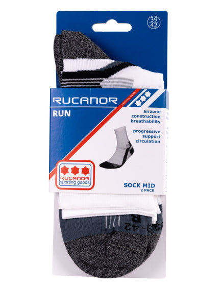 Rucanor Running Socken lang 2-Pack weiß grau Größe 39-42