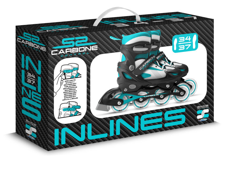 Skids Control Carbone Inline Skates Semi-Softboat Justerbar svart størrelse 34-37