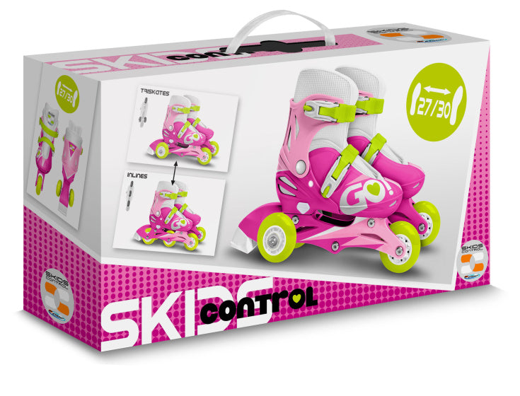 Skids Controlla pattini in linea rosa dimensioni rosa 27-30