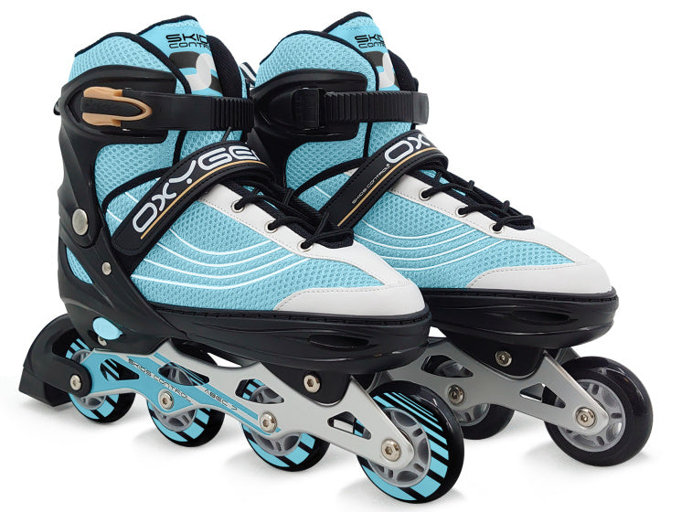 Skids Kontroll Oxygen Inline Skates semi-softboot fäertbar bloem Gréisst 38-41
