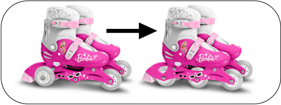 Mattel 2-i-1 skøyter hardboot justerbar rosa hvit størrelse 27-30