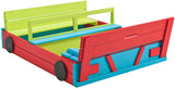 Swinging Sandbox Car 120 x 100 x 20 cm Bois bleu vert rouge