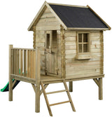 Swingking Camilla Wooden Playhouse with Natural Green slide