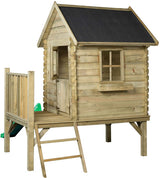 Swingking Camilla Wooden Playhouse with Natural Green slide