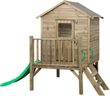 Swingking Camilla Wooden Playhouse with Natural Green slide