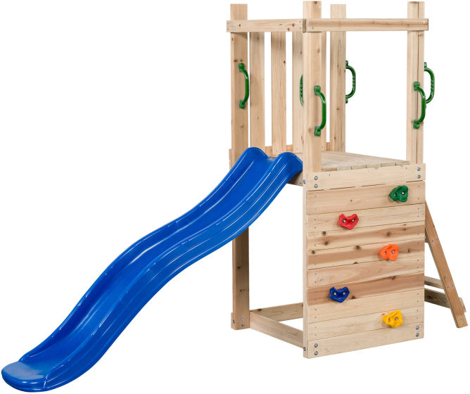 Swinging Mari Play set with slide wood Natural Blue
