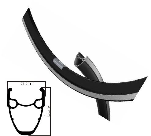 Ryde RIM DP16 Etro 28 palců (622) Černý prášek 32 otvorů 14g