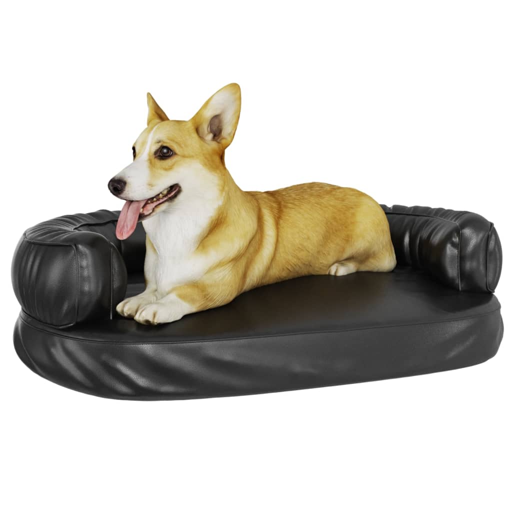 Vidaxl dog basket with ergonomic foam 75x53 cm artificial leather black