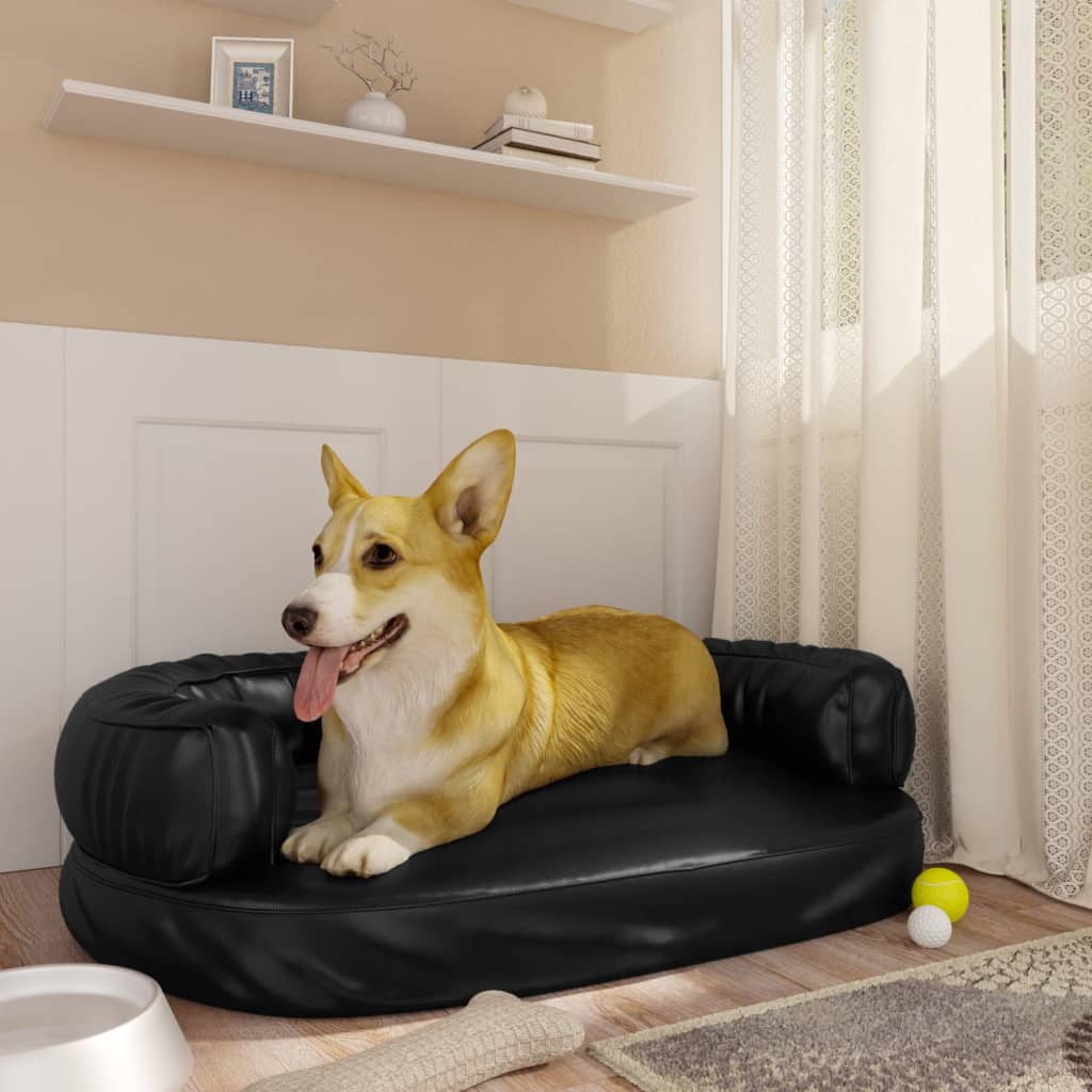 Vidaxl dog basket with ergonomic foam 75x53 cm artificial leather black