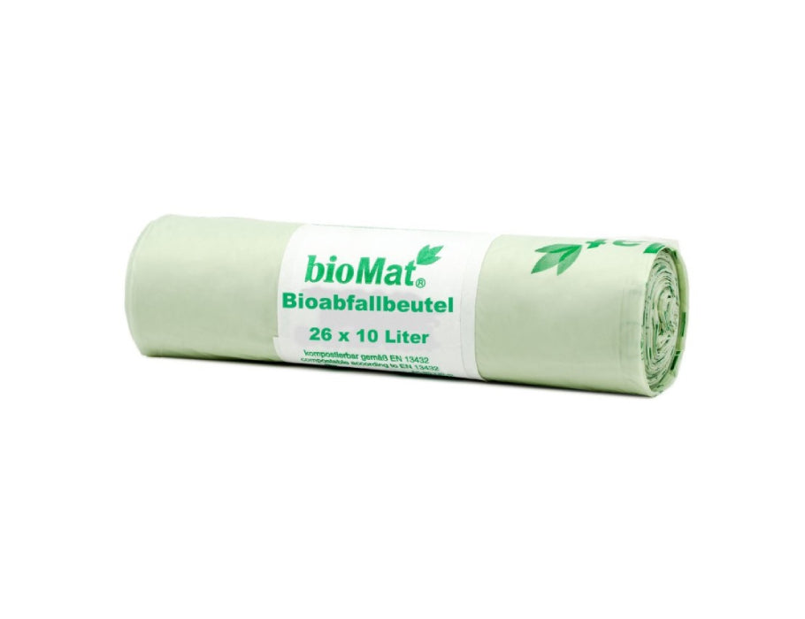 Sacs à ordures à compostable biomat avec poignées 10L 26 PCS.