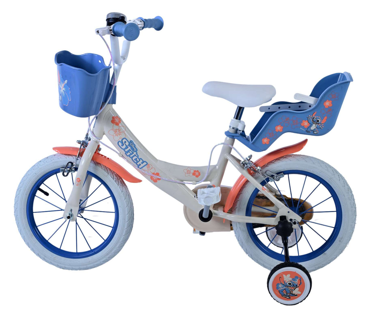 Cucire le ragazze in bici per bambini da 14 pollici freni a due mani blu di corallo