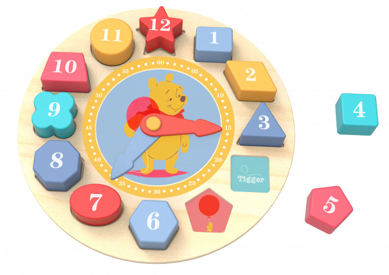 Vzal si hračku The Pooh Educational Wooden Clock Puzzle 15-díl